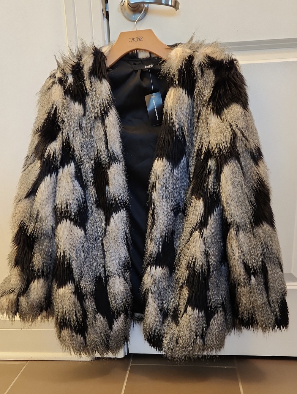 NWT Ladakh Black & White Patterned Fur Jacket